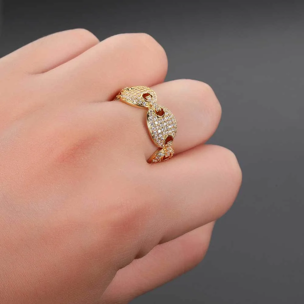 Hip Hop Pig Nose Ring Real Gold Electroplated Men′s Ring