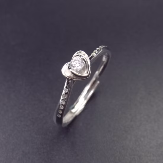Bague Argent Personnalisée Double Étoiles Zircon Ronde Perle Blanche