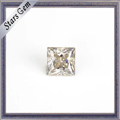 Moissanite synthétique blanche taille princesse Glamour carrée