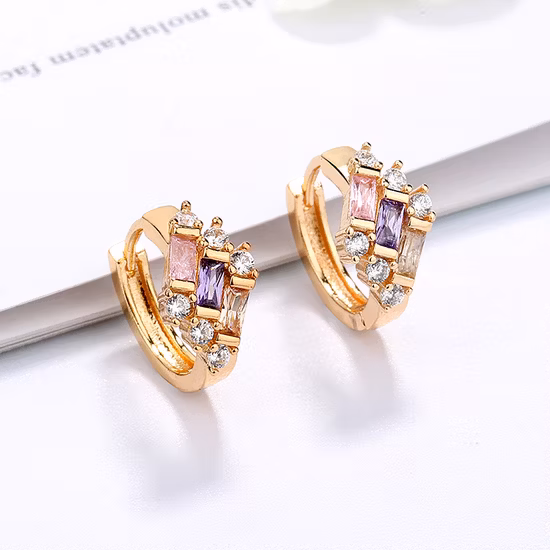 Mode 18K 14K plaqué or Costume Imitation bijoux avec CZ perle Huggie Hoop boucle d'oreille pour les femmes