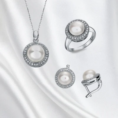 Bijoux fantaisie en argent avec CZ et perle d'eau douce